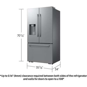 Samsung 36 Inch Freestanding 3-Door French Door Refrigerator with 29 cu. ft. Total Capacity, Power Cool & Power Freeze, Three Ice Types, Sphere Ice, AI Precise Cooling, Wi-Fi, ADA Compliant, and Energy Star Rated: Fingerprint Resistant Stainless Steel — thumbnail 26