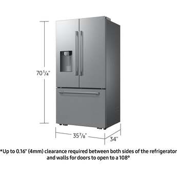 Samsung 36 Inch Freestanding 3-Door French Door Refrigerator with 29 cu. ft. Total Capacity, Power Cool & Power Freeze, In-Door Tall Water Dispenser, AI Precise Cooling, Wi-Fi, ADA Compliant, and Energy Star Rated: Fingerprint Resistant Stainless Steel — thumbnail 2
