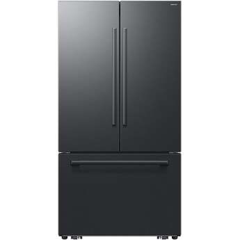 Samsung 36 Inch Freestanding 3-Door French Door Refrigerator with 30 cu. ft. Total Capacity, Power Cool & Power Freeze, In-Door Tall Water Dispenser, AI Precise Cooling, Wi-Fi, ADA Compliant, and Energy Star Rated: Fingerprint Resistant Matte Black Steel