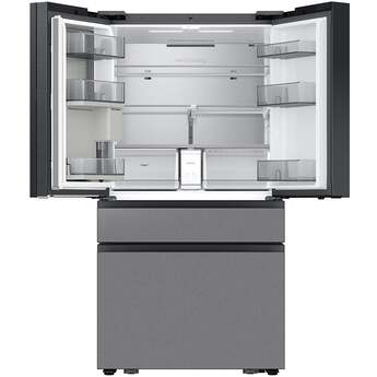 Samsung 36 Inch Smart Counter-Depth 4-Door French Door Refrigerator with 22.5 cu. ft. Capacity, Beverage Center™, FlexZone™ Drawer, Family Hub™+, Wi-Fi Enabled, Dual Ice Maker, Door Alarm, Auto Open Door, Slide-In Shelf, and ENERGY STAR® (Samsung Panels Required): Charcoal Glass/ Stainless Steel — thumbnail 13