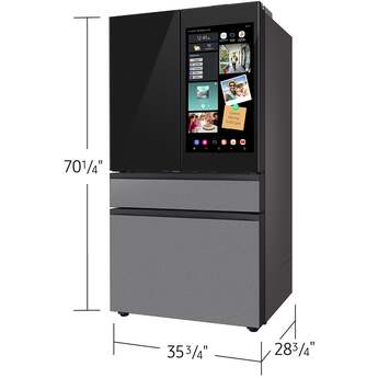 Samsung 36 Inch Smart Counter-Depth 4-Door French Door Refrigerator with 22.5 cu. ft. Capacity, Beverage Center™, FlexZone™ Drawer, Family Hub™+, Wi-Fi Enabled, Dual Ice Maker, Door Alarm, Auto Open Door, Slide-In Shelf, and ENERGY STAR® (Samsung Panels Required): Charcoal Glass/ Stainless Steel — thumbnail 9