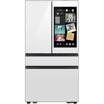 Samsung 36 Inch Smart Counter-Depth 4-Door French Door Refrigerator with 22.5 cu. ft. Capacity, Beverage Center™, FlexZone™ Drawer, Family Hub™+, Wi-Fi Enabled, Dual Ice Maker, Door Alarm, Auto Open Door, Slide-In Shelf, and ENERGY STAR® (Samsung Panels Required): White