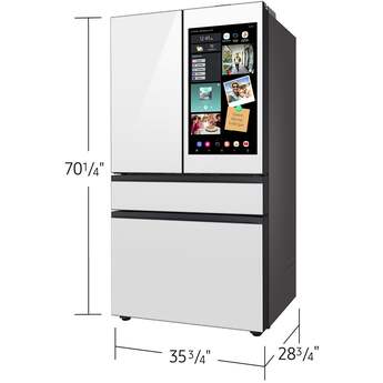 Samsung 36 Inch Smart Counter-Depth 4-Door French Door Refrigerator with 22.5 cu. ft. Capacity, Beverage Center™, FlexZone™ Drawer, Family Hub™+, Wi-Fi Enabled, Dual Ice Maker, Door Alarm, Auto Open Door, Slide-In Shelf, and ENERGY STAR® (Samsung Panels Required): White — thumbnail 10
