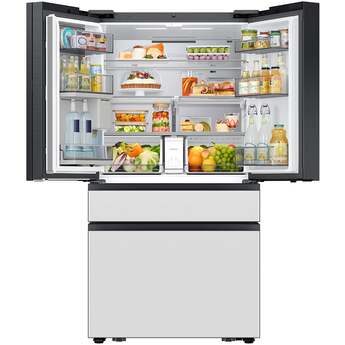 Samsung 36 Inch Smart Counter-Depth 4-Door French Door Refrigerator with 22.5 cu. ft. Capacity, Beverage Center™, FlexZone™ Drawer, Family Hub™+, Wi-Fi Enabled, Dual Ice Maker, Door Alarm, Auto Open Door, Slide-In Shelf, and ENERGY STAR® (Samsung Panels Required): White — thumbnail 12