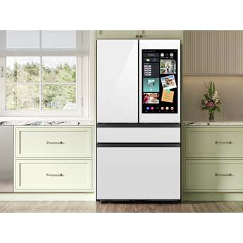 Samsung 36 Inch Smart Counter-Depth 4-Door French Door Refrigerator with 22.5 cu. ft. Capacity, Beverage Center™, FlexZone™ Drawer, Family Hub™+, Wi-Fi Enabled, Dual Ice Maker, Door Alarm, Auto Open Door, Slide-In Shelf, and ENERGY STAR® (Samsung Panels Required): White — thumbnail 14