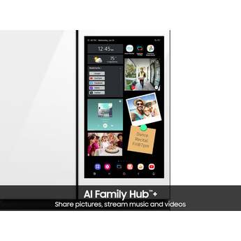 Samsung 36 Inch Smart Counter-Depth 4-Door French Door Refrigerator with 22.5 cu. ft. Capacity, Beverage Center™, FlexZone™ Drawer, Family Hub™+, Wi-Fi Enabled, Dual Ice Maker, Door Alarm, Auto Open Door, Slide-In Shelf, and ENERGY STAR® (Samsung Panels Required): White — thumbnail 4