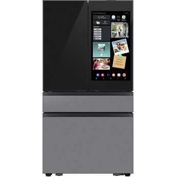 Samsung 36 Inch 23 cu. ft. Bespoke Counter Depth 4-Door French Door Refrigerator with AI Family Hub?+: Charcoal Glass And Stainless Steel