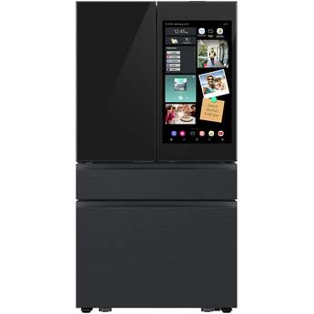 Samsung 36 Inch Smart 4-Door French Door Refrigerator with 28.6 cu. ft. Capacity, Beverage Center™, FlexZone™ Drawer, Family Hub™+, Wi-Fi Enabled, Dual Ice Maker, Door Alarm, Auto Open Door, Slide-In Shelf, and ENERGY STAR® (Samsung Panels Required): Charcoal/black