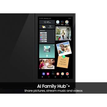 Samsung 36 Inch Smart 4-Door French Door Refrigerator with 28.6 cu. ft. Capacity, Beverage Center™, FlexZone™ Drawer, Family Hub™+, Wi-Fi Enabled, Dual Ice Maker, Door Alarm, Auto Open Door, Slide-In Shelf, and ENERGY STAR® (Samsung Panels Required): Charcoal Glass / Stainless — thumbnail 10