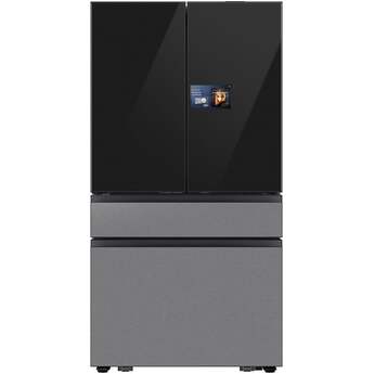 Samsung 36 Inch Smart 4-Door French Door Refrigerator with 29 cu. ft. Total Capacity, Beverage Center™, FlexZone™ Drawer, Twin Cooling Plus™, 9 Inch LCD Screen, Wi-Fi, Dual Ice Maker, and ENERGY STAR® Certified: Charcoal Glass / Stainless