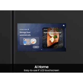 Samsung 36 Inch Smart 4-Door French Door Refrigerator with 29 cu. ft. Total Capacity, Beverage Center™, FlexZone™ Drawer, Twin Cooling Plus™, 9 Inch LCD Screen, Wi-Fi, Dual Ice Maker, and ENERGY STAR® Certified: Charcoal Glass / Stainless — thumbnail 3