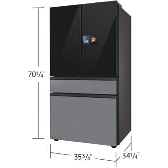 Samsung 36 Inch Smart 4-Door French Door Refrigerator with 29 cu. ft. Total Capacity, Beverage Center™, FlexZone™ Drawer, Twin Cooling Plus™, 9 Inch LCD Screen, Wi-Fi, Dual Ice Maker, and ENERGY STAR® Certified: Charcoal Glass / Stainless — thumbnail 5