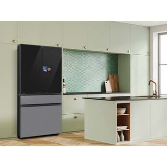 Samsung 36 Inch Smart 4-Door French Door Refrigerator with 29 cu. ft. Total Capacity, Beverage Center™, FlexZone™ Drawer, Twin Cooling Plus™, 9 Inch LCD Screen, Wi-Fi, Dual Ice Maker, and ENERGY STAR® Certified: Charcoal Glass / Stainless — thumbnail 9