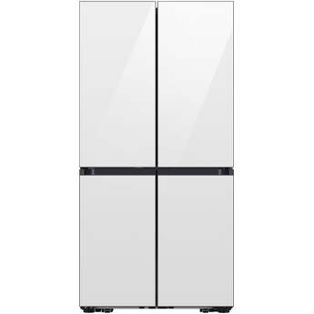 Samsung 36 Inch 22 Cu. Ft. 4-Door French Door Refrigerator With Dual Ice Maker, Sphere Ice, Auto Open Door, Food Showcase Door, Autofill Water Pitcher And Energy Star Rated: White Glass