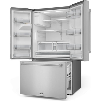 Thor 36 Inch 28.9 Cu. Ft. Capacity French Door Refrigerator With External Dispenser And Dual Ice Maker: Stainless Steel — thumbnail 12