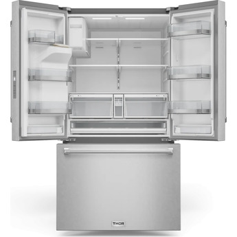 Thor 36 Inch 28.9 Cu. Ft. Capacity French Door Refrigerator With External Dispenser And Dual Ice Maker: Stainless Steel — thumbnail 3