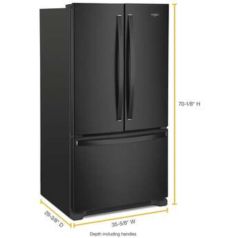 Whirlpool 36 Inch, 20 Cu. Ft., Counter-Depth, French Door Bottom Mount Refrigerator: Black — thumbnail 21