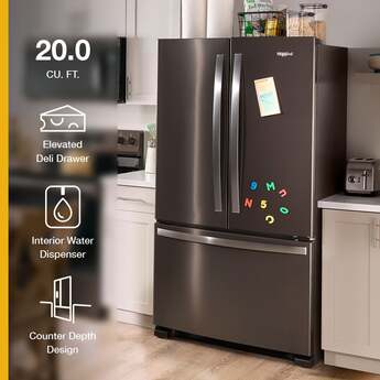 Whirlpool 36 Inch, 20 Cu. Ft., Counter-Depth, French Door Bottom Mount Refrigerator: Black — thumbnail 3