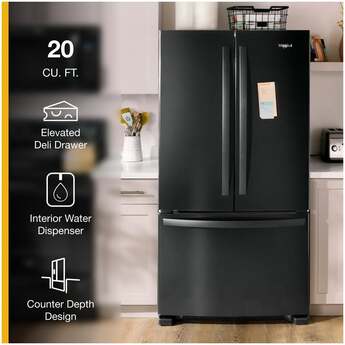 Whirlpool 36 Inch, 20 Cu. Ft., Counter-Depth, French Door Bottom Mount Refrigerator: Black — thumbnail 38
