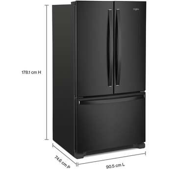 Whirlpool 36 Inch, 20 Cu. Ft., Counter-Depth, French Door Bottom Mount Refrigerator: Black — thumbnail 9