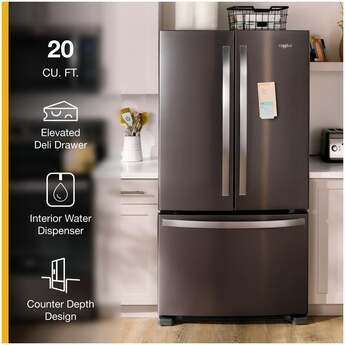 Whirlpool 36 Inch, 20 Cu. Ft., Counter-Depth, French Door Bottom Mount Refrigerator: Black Stainless Steel — thumbnail 16