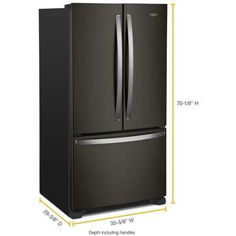 Whirlpool 36 Inch, 20 Cu. Ft., Counter-Depth, French Door Bottom Mount Refrigerator: Black Stainless Steel — thumbnail 26