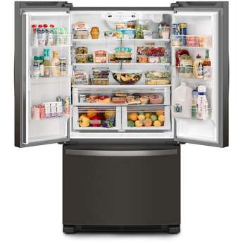 Whirlpool 36 Inch, 20 Cu. Ft., Counter-Depth, French Door Bottom Mount Refrigerator: Black Stainless Steel — thumbnail 3