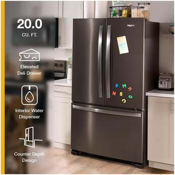 Whirlpool 36 Inch, 20 Cu. Ft., Counter-Depth, French Door Bottom Mount Refrigerator: Black Stainless Steel — thumbnail 6