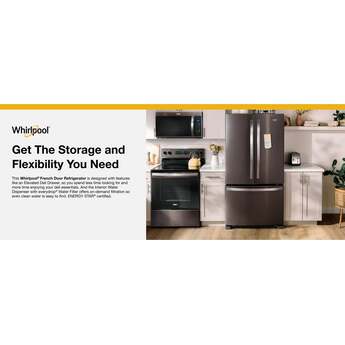 Whirlpool 36 Inch, 20 Cu. Ft., Counter-Depth, French Door Bottom Mount Refrigerator: Black Stainless Steel — thumbnail 8