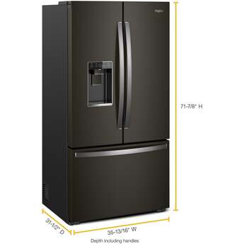 Whirlpool 36-inch Wide Counter Depth French Door Refrigerator: Fingerprint-Resistant Black Stainless Steel — thumbnail 36