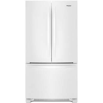 Whirlpool 36 Inch, 25.2 Cu. Ft., Full-Depth, French Door Bottom Mount Refrigerator: White