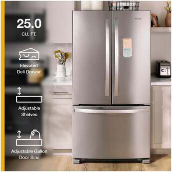 Whirlpool 36 Inch, 25.2 Cu. Ft., Full-Depth, French Door Bottom Mount Refrigerator: White — thumbnail 6