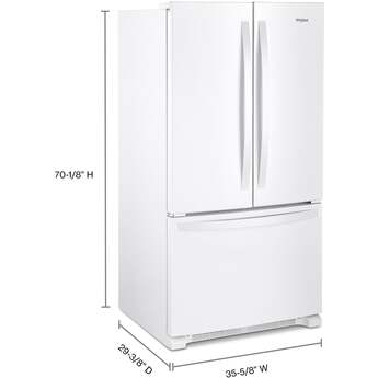 Whirlpool 36 Inch, 25.2 Cu. Ft., Full-Depth, French Door Bottom Mount Refrigerator: White — thumbnail 8