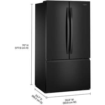 Whirlpool 36 Inch Freestanding French Door Bottom Mount Refrigerator with 31 cu. ft. Total Capacity, Adjustable Glass Shelves, Sabbath Mode, and Energy Star® Qualified: Black — thumbnail 15