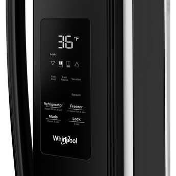 Whirlpool 36 Inch Freestanding French Door Bottom Mount Refrigerator with 31 cu. ft. Total Capacity, Adjustable Glass Shelves, Sabbath Mode, and Energy Star® Qualified: Black — thumbnail 36