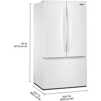 Whirlpool 36 Inch Freestanding French Door Bottom Mount Refrigerator with 31 cu. ft. Total Capacity, Adjustable Glass Shelves, Sabbath Mode, and Energy Star® Qualified: White — thumbnail 27