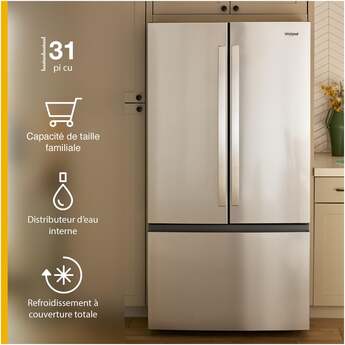 Whirlpool 36 Inch Freestanding French Door Bottom Mount Refrigerator with 31 cu. ft. Total Capacity, Adjustable Glass Shelves, Sabbath Mode, and Energy Star® Qualified: Fingerprint-Resistant Stainless Steel — thumbnail 33