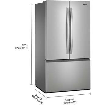 Whirlpool 36 Inch Freestanding French Door Bottom Mount Refrigerator with 31 cu. ft. Total Capacity, Adjustable Glass Shelves, Sabbath Mode, and Energy Star® Qualified: Fingerprint-Resistant Stainless Steel — thumbnail 40