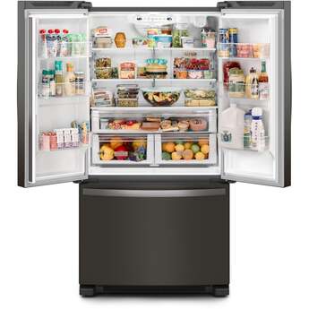 Whirlpool 36 Inch, 25.2 Cu. Ft., Full-Depth, French Door Bottom Mount Refrigerator: Fingerprint-Resistant Black Stainless Steel — thumbnail 3