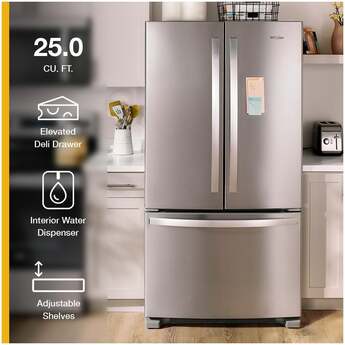 Whirlpool 36 Inch, 25.2 Cu. Ft., Full-Depth, French Door Bottom Mount Refrigerator: Fingerprint-Resistant Black Stainless Steel — thumbnail 8