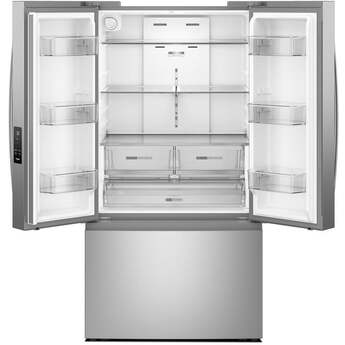 Whirlpool 36 Inch Freestanding French Door Bottom Mount Refrigerator with 31 cu. ft. Total Capacity, Interior Water Dispenser, Sabbath Mode, and Energy Star® Qualified: Fingerprint-Resistant Stainless Steel — thumbnail 4