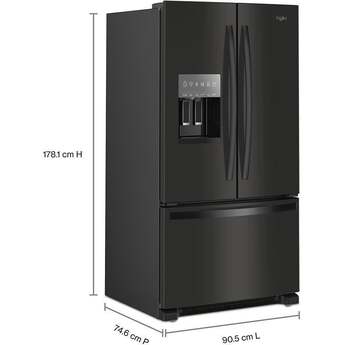 Whirlpool 36 Inch Freestanding French Door Refrigerator with 24.7 Cu. Ft. Capacity, 5 Glass Shelves, Gallon Door Bins, Deli Drawer, External Ice/Water Dispenser, Auto Icemaker, and ENERGY STAR®: Black — thumbnail 18