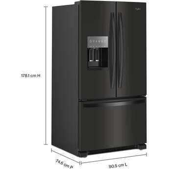 Whirlpool 36 Inch Freestanding French Door Refrigerator with 24.7 Cu. Ft. Capacity, 5 Glass Shelves, Gallon Door Bins, Deli Drawer, External Ice/Water Dispenser, Auto Icemaker, and ENERGY STAR®: Black — thumbnail 48