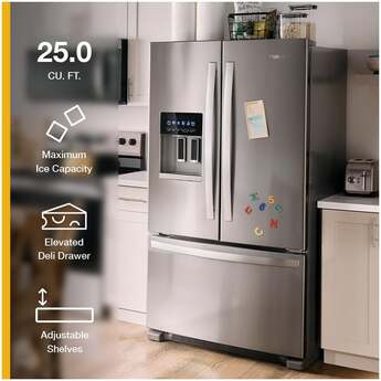 Whirlpool 36 Inch Freestanding French Door Refrigerator with 24.7 Cu. Ft. Capacity, 5 Glass Shelves, Gallon Door Bins, Deli Drawer, External Ice/Water Dispenser, Auto Icemaker, and ENERGY STAR®: Black — thumbnail 6
