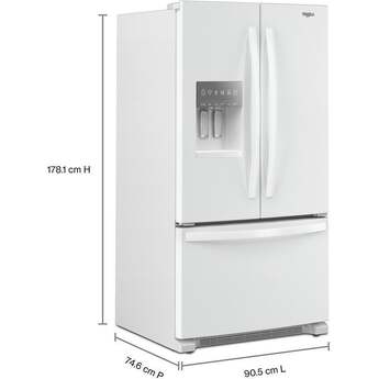 Whirlpool 36 Inch Freestanding French Door Refrigerator with 24.7 Cu. Ft. Capacity, 5 Glass Shelves, Gallon Door Bins, Deli Drawer, External Ice/Water Dispenser, Auto Icemaker, and ENERGY STAR®: White — thumbnail 12