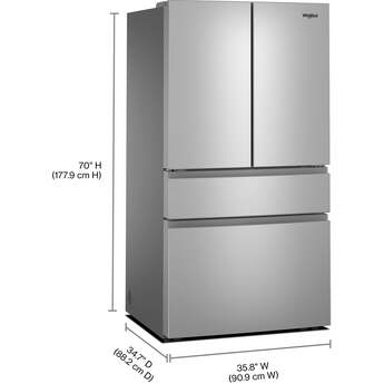 Whirlpool 36" French Door Refrigerator: Fingerprint-Resistant Stainless Steel — thumbnail 4