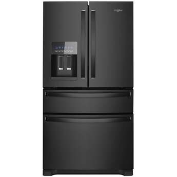Whirlpool 36 Inch, 25.2 Cu. Ft., Full-Depth, French Door Bottom Mount Refrigerator With Ice And Water Dispenser: Black