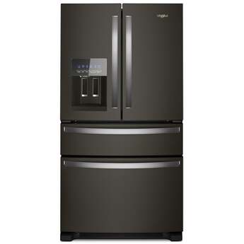 Whirlpool 36 Inch, 25.2 Cu. Ft., Full-Depth, French Door Bottom Mount Refrigerator With Ice And Water Dispenser: Fingerprint-Resistant Black Stainless Steel