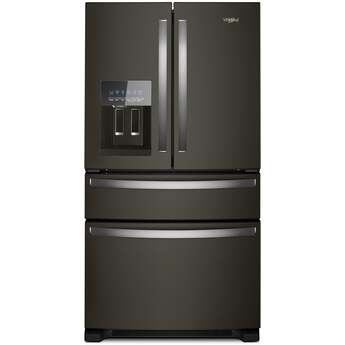 Whirlpool 36 Inch, 25.2 Cu. Ft., Full-Depth, French Door Bottom Mount Refrigerator With Ice And Water Dispenser: Fingerprint-Resistant Black Stainless Steel — thumbnail 36