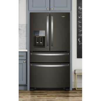 Whirlpool 36 Inch, 25.2 Cu. Ft., Full-Depth, French Door Bottom Mount Refrigerator With Ice And Water Dispenser: Fingerprint-Resistant Black Stainless Steel — thumbnail 4